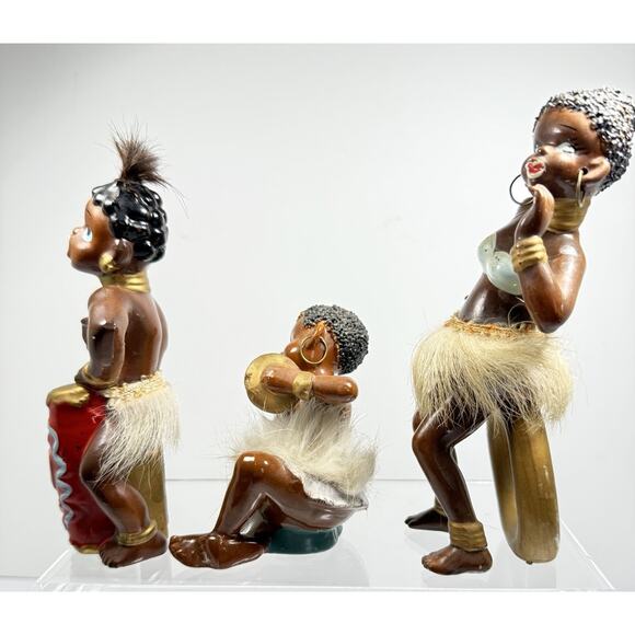 Vintage Ucagco African Native Figurines Japan Playing instruments Hula Dancer - Picture 4 of 10